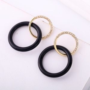 SALE Gold & Black Double Hoop Earrings nwt